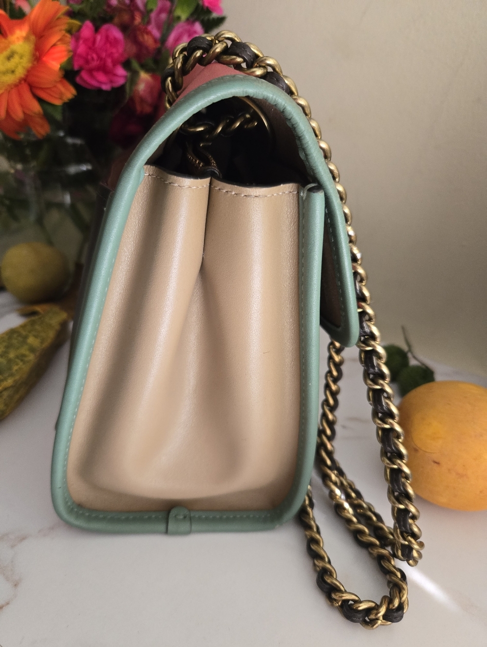 GUC Coach Parker Soft Colorblock Turnlock Leather Shoulder Bag - Picture 7 of 15